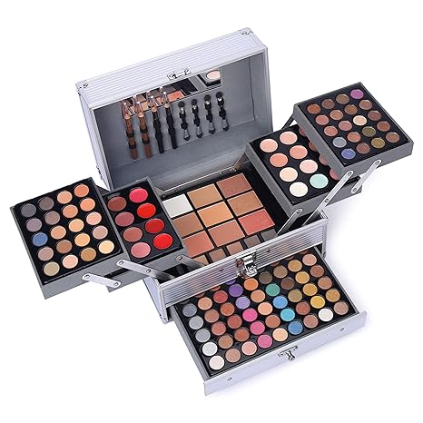 132 colors all-in-one makeup gift set- Includes 94 eyeshadows, 12 lip glosses, 12 concealers, 5 eyebrow powders, 3 face powders, 3 blushers, 3 bronzers, 2 pencils lipliner, 2 eyeliners, 4 eyeshadow brushes