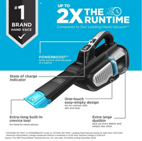 BLACK+DECKER Extra Length Dustbuster 12V Cordless Handheld Vacuum, More Powerful & Runtime, HHVK320J00W