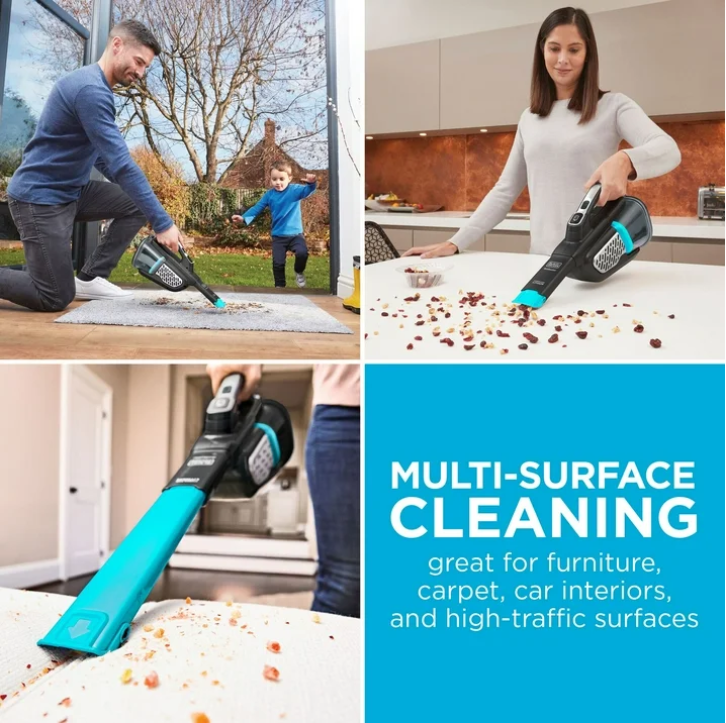 BLACK+DECKER Extra Length Dustbuster 12V Cordless Handheld Vacuum, More Powerful & Runtime, HHVK320J00W