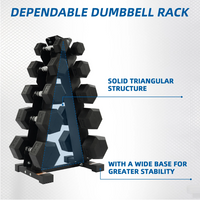 BalanceFrom 150LB Coated Hex Dumbbell Weight Set and A-Frame Storage Rack, 5-25 lbs Pairs