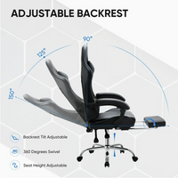 EDX Ergonomic Gaming Chair High Back Office Chair with Lumbar Support and Adjustable Armrests Swivel Racing Chair, Black and Gray