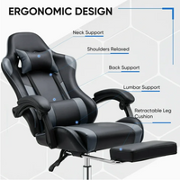 EDX Ergonomic Gaming Chair High Back Office Chair with Lumbar Support and Adjustable Armrests Swivel Racing Chair, Black and Gray