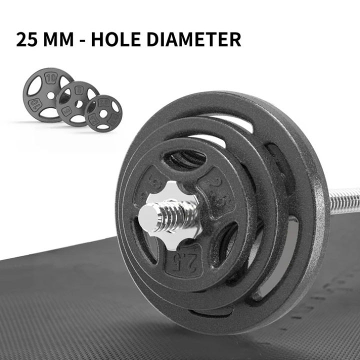 Athletic Works 100LB Black Cast Iron Standard Weight Plate Sets, Used as Both Dumbbell and Barbell,1-inch Holes Fit Standard Sized Bar