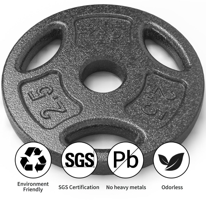 Athletic Works 100LB Black Cast Iron Standard Weight Plate Sets, Used as Both Dumbbell and Barbell,1-inch Holes Fit Standard Sized Bar