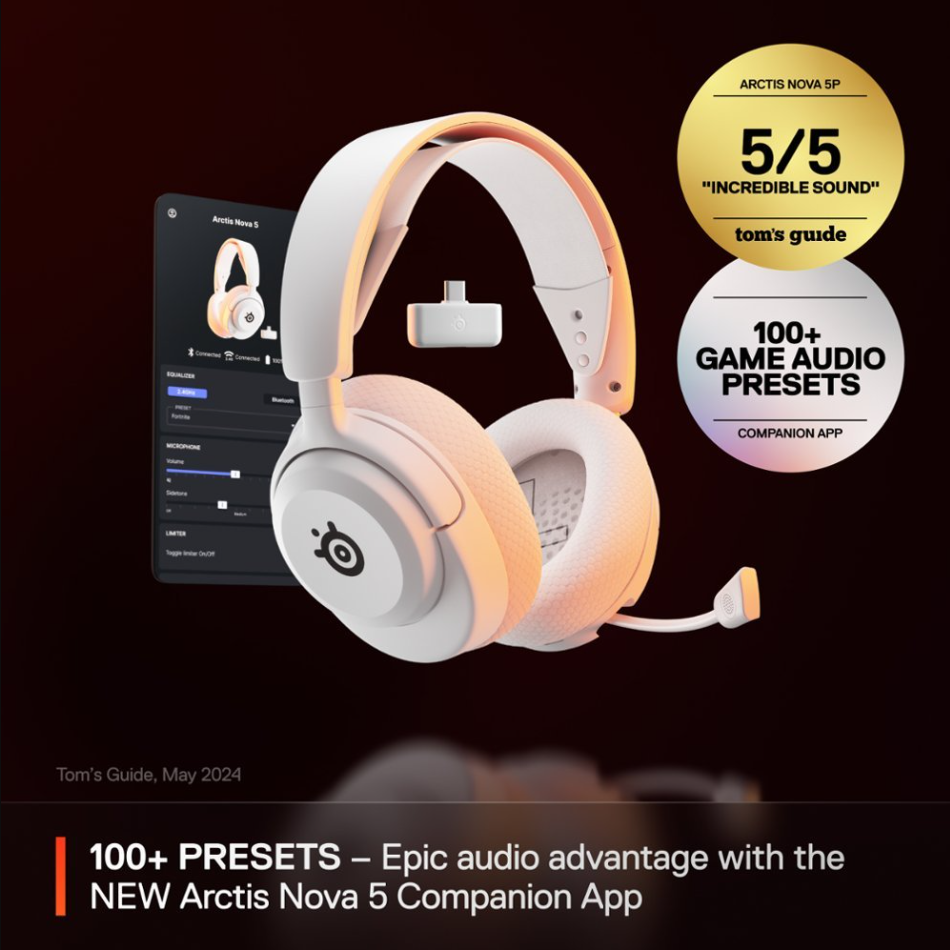 SteelSeries - Arctis Nova 5 Wireless Gaming Headset for PC, PS5, and PS4 - White