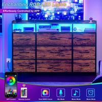 GUNAITO 9 drawer Dresser,Chest of Drawers for Bedroom,Fabric Drawer With Charging Station & LED Lights，43"W TV Stand,Rustic Brown