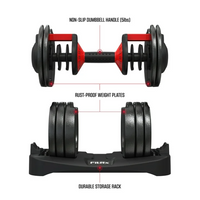 FitRx Adjustable Dumbbells, 52.5lb SmartBell Dumbbell Set with Quick-Select Weights for Home Gym
