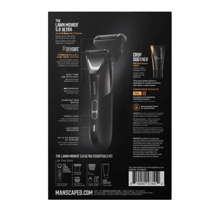 Manscaped - The Lawn Mower 5.0 Ultra Hair Trimmer Essentials Kit - Black