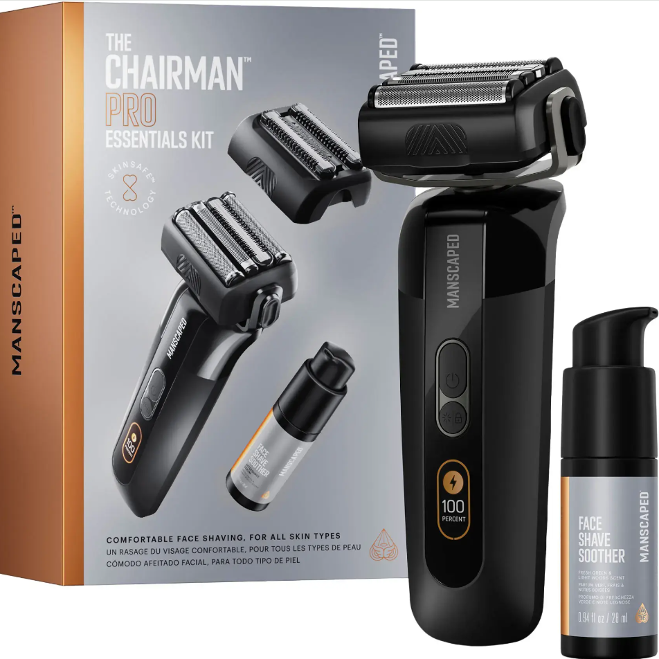 Manscaped - The Chairman Pro Essentials Kit Rechargeable Wet/Dry Electric Foil Shaver Gift Set - Black