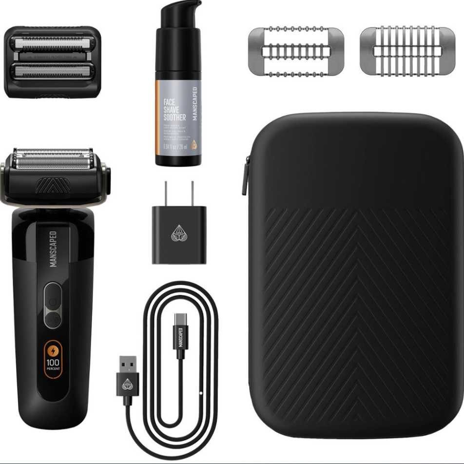 Manscaped - The Chairman Pro Essentials Kit Rechargeable Wet/Dry Electric Foil Shaver Gift Set - Black