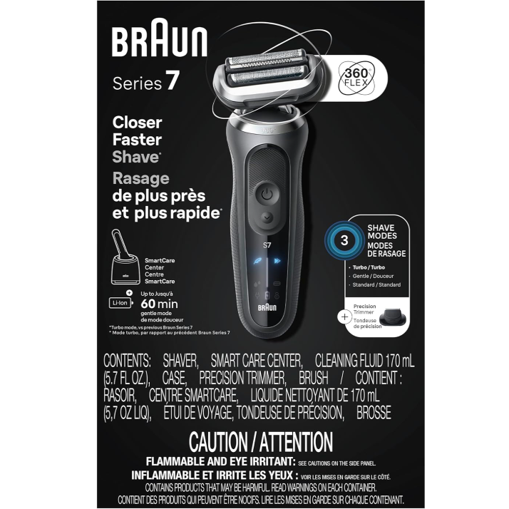 Braun Series 7 Wet/Dry Electric Shaver with Smart Center - Grey