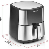 Chefman Turbofry Air Fryer with Basket Divider, 8 Qt Capacity - Stainless Steel, New