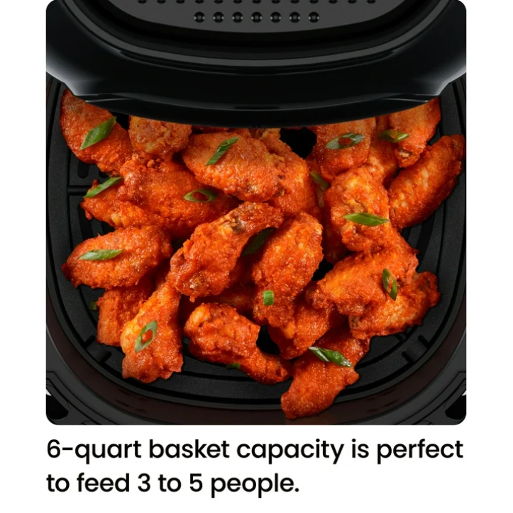 Chefman TurboFry Touch 6 Qt Air Fryer w/ Digital Display and Shake Reminder - Black, New