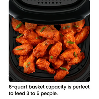 Chefman TurboFry Touch 6 Qt Air Fryer w/ Digital Display and Shake Reminder - Black, New