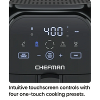 Chefman TurboFry Touch 6 Qt Air Fryer w/ Digital Display and Shake Reminder - Black, New