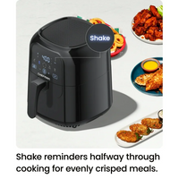 Chefman TurboFry Touch 6 Qt Air Fryer w/ Digital Display and Shake Reminder - Black, New