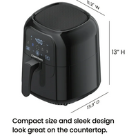 Chefman TurboFry Touch 6 Qt Air Fryer w/ Digital Display and Shake Reminder - Black, New